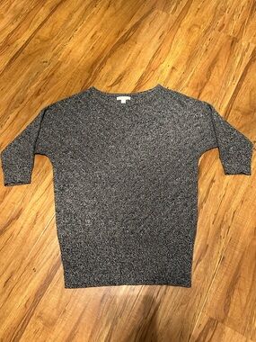 New York & Company Black & White Marled Crewneck Sweater
